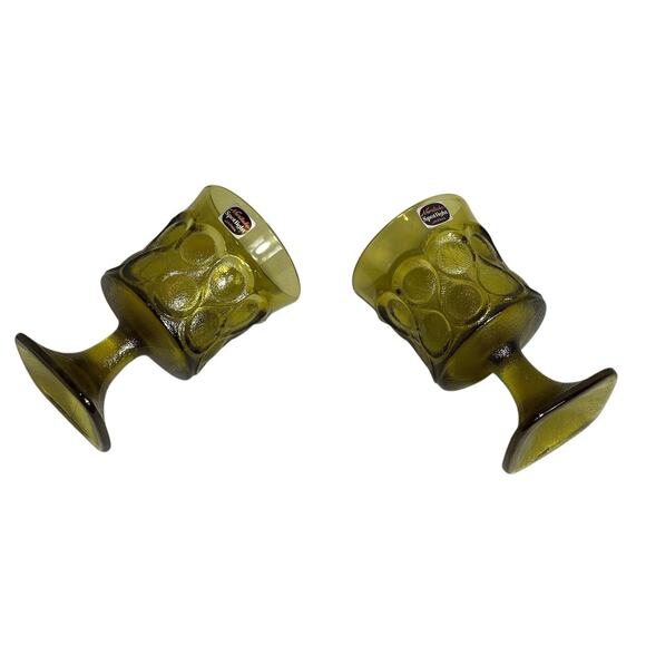 2pc Vintage Noritake Spotlight Japan Olive Green Wine Glass Goblets MCM, 4.5 in - Picture 2 of 7